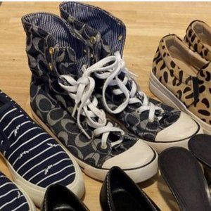 COACH DENIM LACE-UP HIGHTOPS SNEAKERS